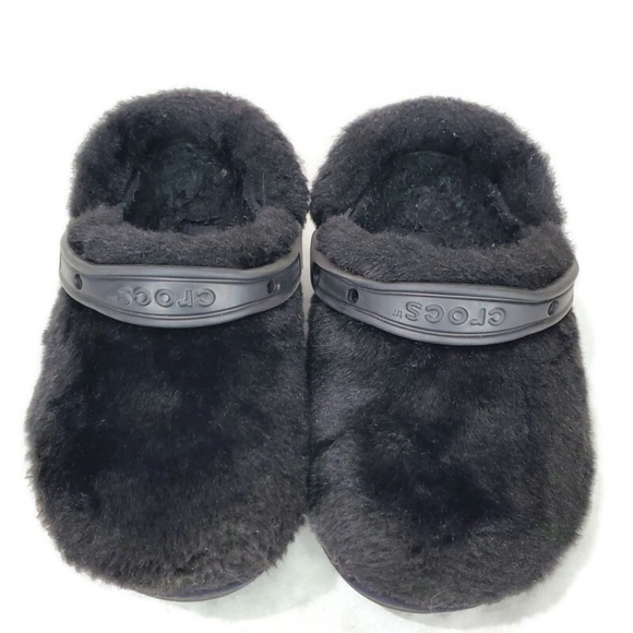 CROCS Fur Sure Clogs Black Faux Fur Lined Classic Casual Size 4M/6W Unisex - Picture 7 of 16